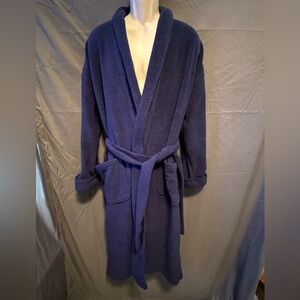 Men’s Heavy Warm Fleece Robe Tie Waist One Size Greatland Brand Navy Blue